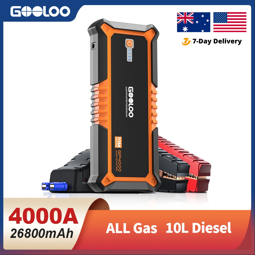 【US Stock】GOOLOO 4000 Amps Auto Jump Starter 26800 mAh Power Bank External Car Battery Starter All Gas 10L Diesel Engine Starter
【US Stock】GOOLOO 4000 Amps Auto Jump Starter 26800 mAh Power Bank External Car Battery Starter All Gas 10L Diesel Engine Starter