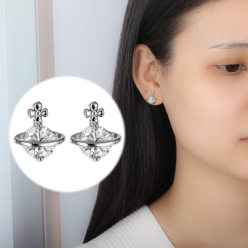 Trendy Gorgeous Silver Color Saturn Earrings Planet Stud Earrings Fashion Zircon Earrings for Women Girl Statement Jewelry Gift
Trendy Gorgeous Silver Color Saturn Earrings Planet Stud Earrings Fashion Zircon Earrings for Women Girl Statement Jewelry Gift