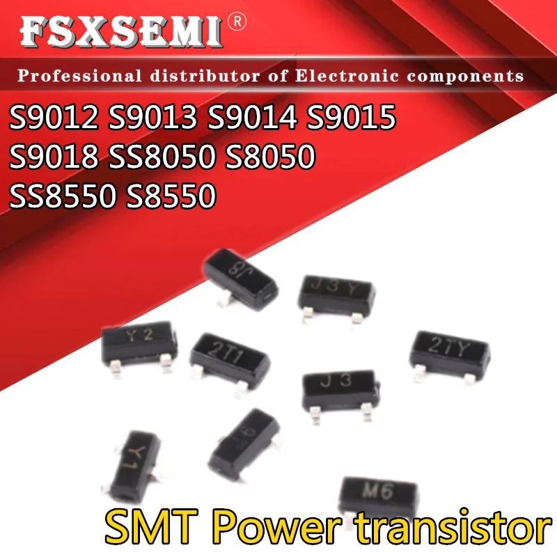 

100pcs/lot S9012 2T1 S9013 J3 S9014 J6 S9015 M6 S9018 J8 SS8050 Y1 S8050 J3Y SS8550 Y2 S8550 2TY SOT23 transistor