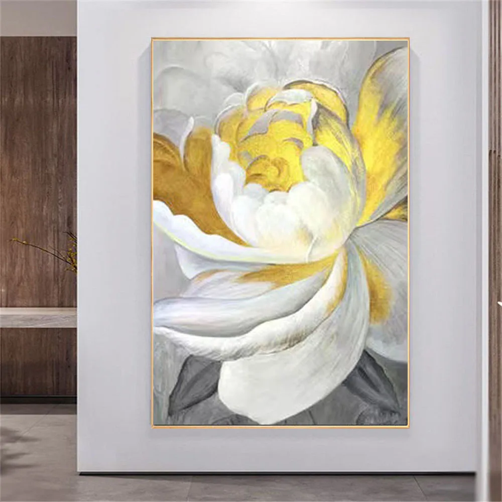 Modern Home Decoration Wall Art Hand-Painted Oil Paintings Flower White Lotus Golden Canvas Painting Living Room Corridor Mural
Modern Home Decoration Wall Art Hand-Painted Oil Paintings Flower White Lotus Golden Canvas Painting Living Room Corridor Mural