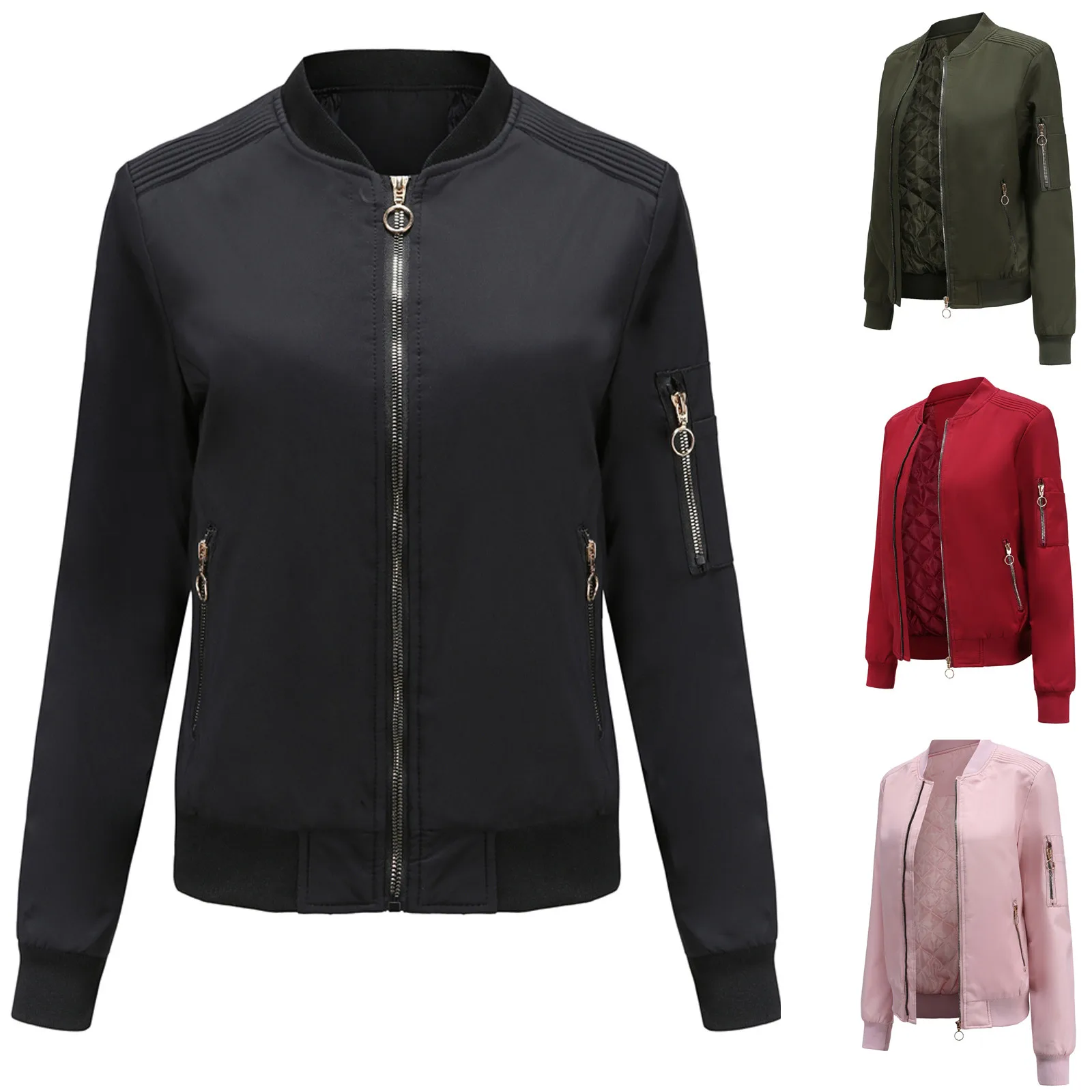 Women Jackets Fashion Solid Long Sleeve Stand Collar Coats Autumn Winter Zipper Bomber Motorcycle Jacket Куртка Женская#fs
Women Jackets Fashion Solid Long Sleeve Stand Collar Coats Autumn Winter Zipper Bomber Motorcycle Jacket Куртка Женская#fs