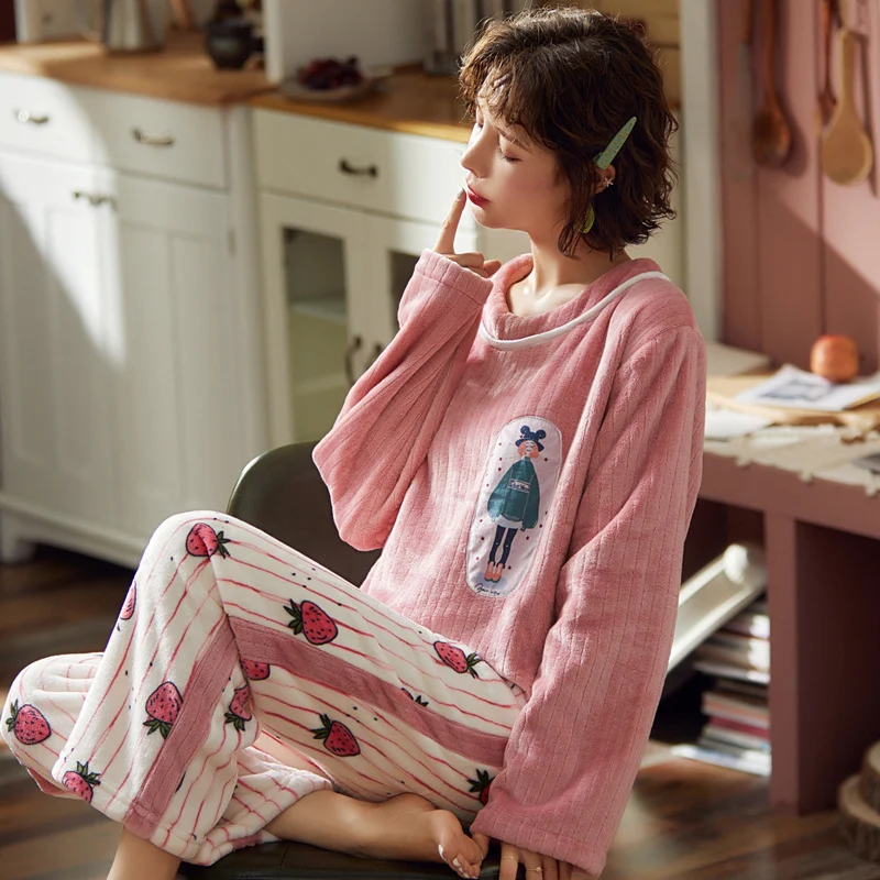 Pajama Sets Women Print Thicker Velvet Keep Warm for Girl Womens Lovely High Quality Modern Korean Winter Full Length Round Neck
Pajama Sets Women Print Thicker Velvet Keep Warm for Girl Womens Lovely High Quality Modern Korean Winter Full Length Round Neck