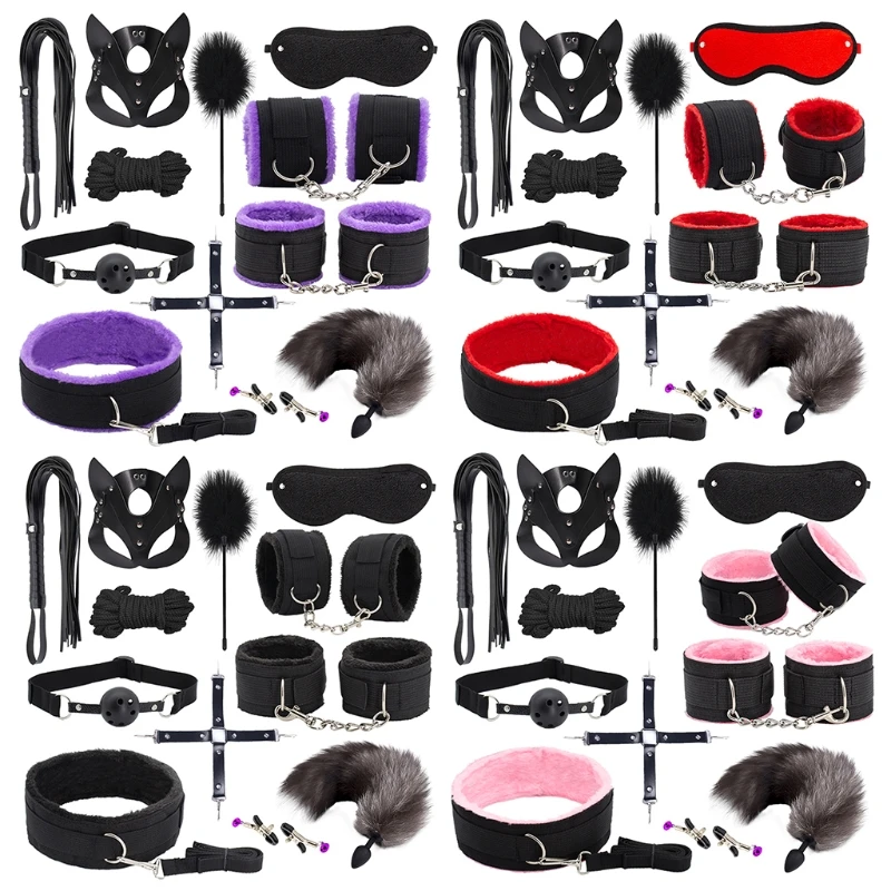 

Sexx Fetish Games Erotic Accessories Safe BDSM Restraints Kits Beginners Sm Sex Bondage Toys Set for Couples Womens Mens 68UD