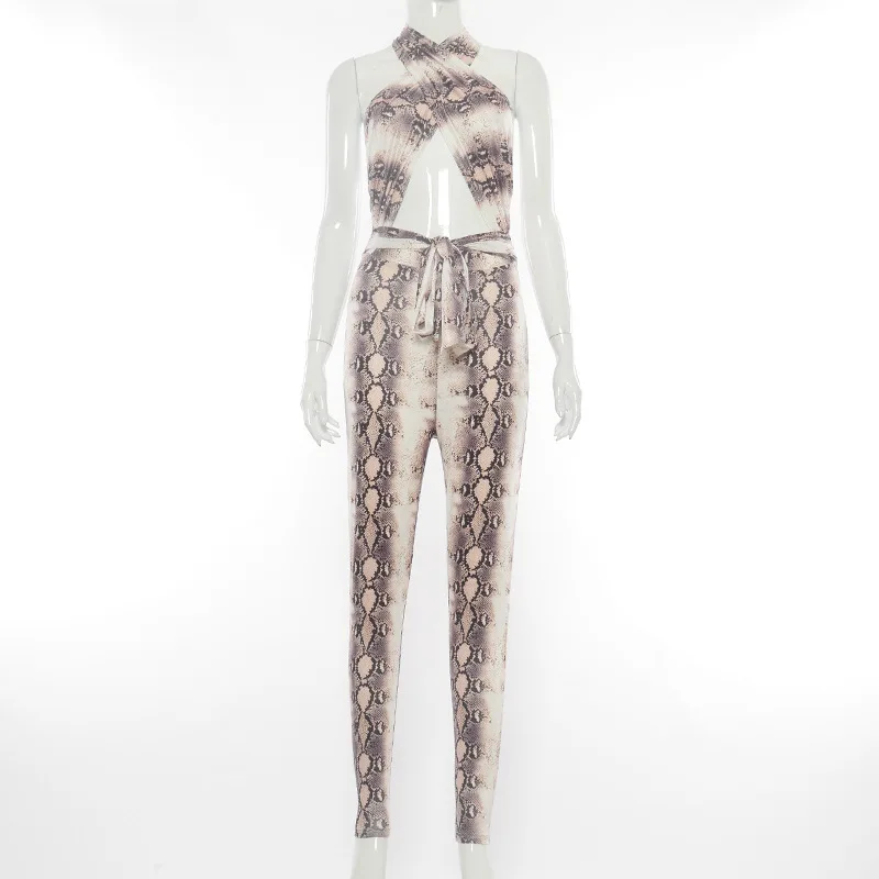 ANJAMANOR Snake Print Sexy Jumpsuit Clubwear Summer Outfits for Woman 2021 Fashion Halter Backless Bodycon Jumpsuits D85-CD26
ANJAMANOR Snake Print Sexy Jumpsuit Clubwear Summer Outfits for Woman 2021 Fashion Halter Backless Bodycon Jumpsuits D85-CD26