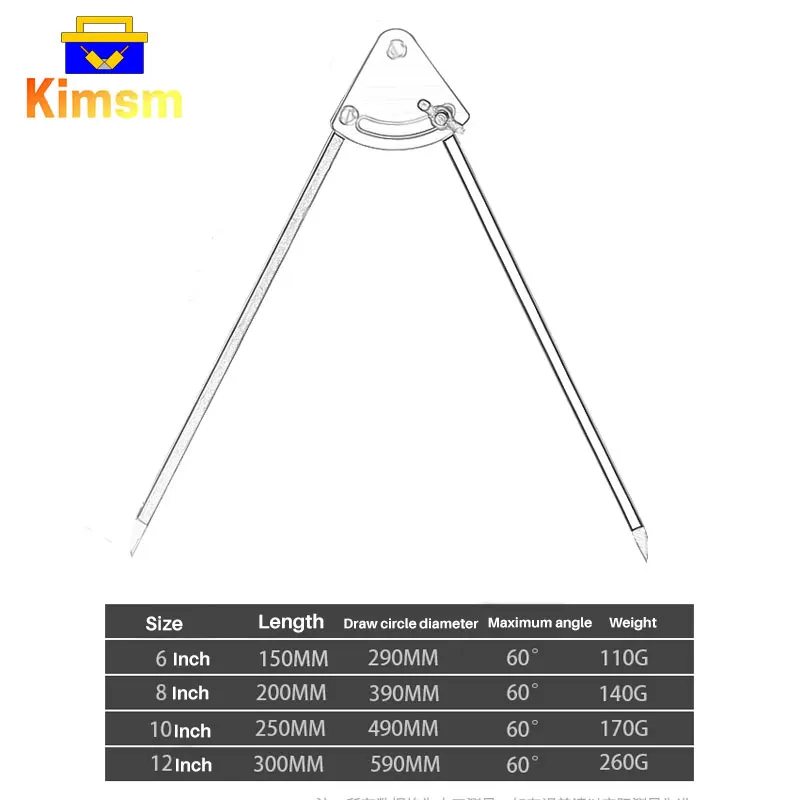 6''-12'' Alloy Compass Marking Gauge For Fitter Maximum 60 Degrees High Hardness Compass Adjustable Marking Scribing Hand Tool
6''-12'' Alloy Compass Marking Gauge For Fitter Maximum 60 Degrees High Hardness Compass Adjustable Marking Scribing Hand Tool