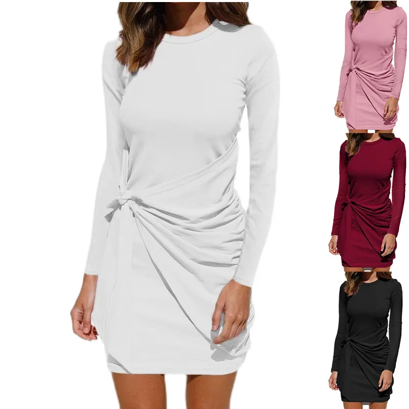Autumn Long Sleeve Dress Women Round Neck Front Bow Belt Bodycon Dresses Casual Mini Party Vestidos
Autumn Long Sleeve Dress Women Round Neck Front Bow Belt Bodycon Dresses Casual Mini Party Vestidos