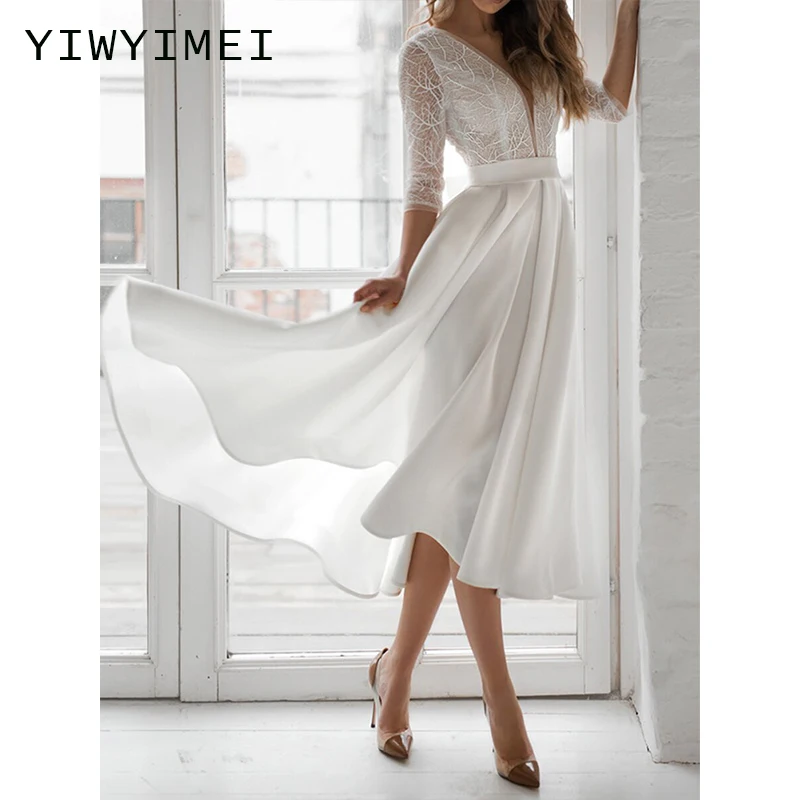 Women midi Dress Sexy Deep V Neck Casual Party Dress Backless Summer Lace White Dresses Bridesmaid Formal Ladies Vestidos 
Women midi Dress Sexy Deep V Neck Casual Party Dress Backless Summer Lace White Dresses Bridesmaid Formal Ladies Vestidos