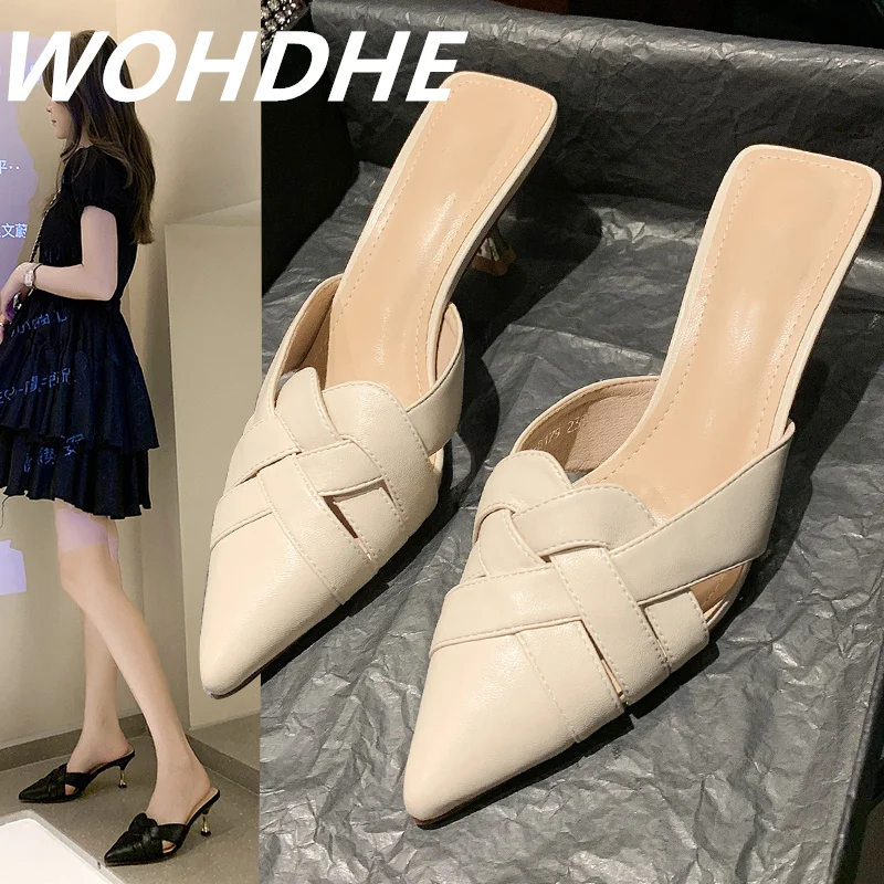 WOHDHE Slippers Pointed Toe Mules Luxury Slides Loafers Fashion Party Med Thin Heel Shoes PU Leather Solid Hollow Cross-tied New
WOHDHE Slippers Pointed Toe Mules Luxury Slides Loafers Fashion Party Med Thin Heel Shoes PU Leather Solid Hollow Cross-tied New