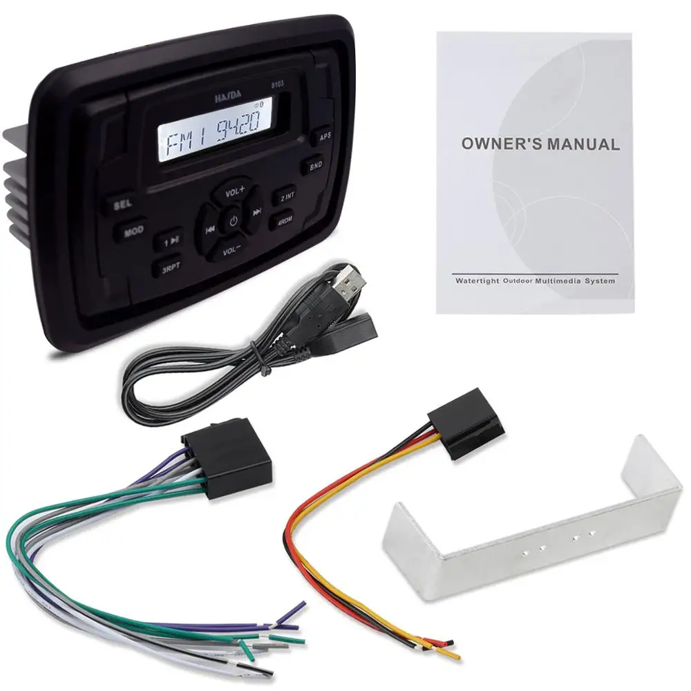 Marine Audio Waterproof Radio Stereo Bluetooth AM FM Receiver Sound System Car MP3 Player For RV ATV UTV Yacht Boat Motorcycle
Marine Audio Waterproof Radio Stereo Bluetooth AM FM Receiver Sound System Car MP3 Player For RV ATV UTV Yacht Boat Motorcycle