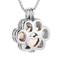Pet Cremation Jewelry for Ashes Stainless Steel Memorial Locket Necklace Mini Keepsake Cremation Urn for Dog/Cat Paw