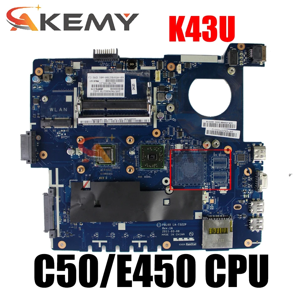 Материнская плата для ноутбука PBL50 LA-7321P с ЦПУ C50/E450 для ASUS K43U X43U, почти новая, Полная проверка и бесплатная доставка
Материнская плата для ноутбука PBL50 LA-7321P с ЦПУ C50/E450 для ASUS K43U X43U, почти новая, Полная проверка и бесплатная доставка