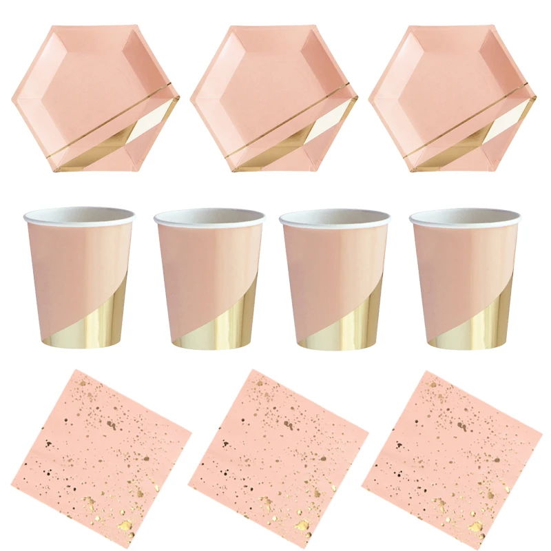 Hot stamping Gold Pink Paper Cups/Plates/napkin Wedding Birthday party Decor Baby Shower Party Supplies Disposable tableware
Hot stamping Gold Pink Paper Cups/Plates/napkin Wedding Birthday party Decor Baby Shower Party Supplies Disposable tableware