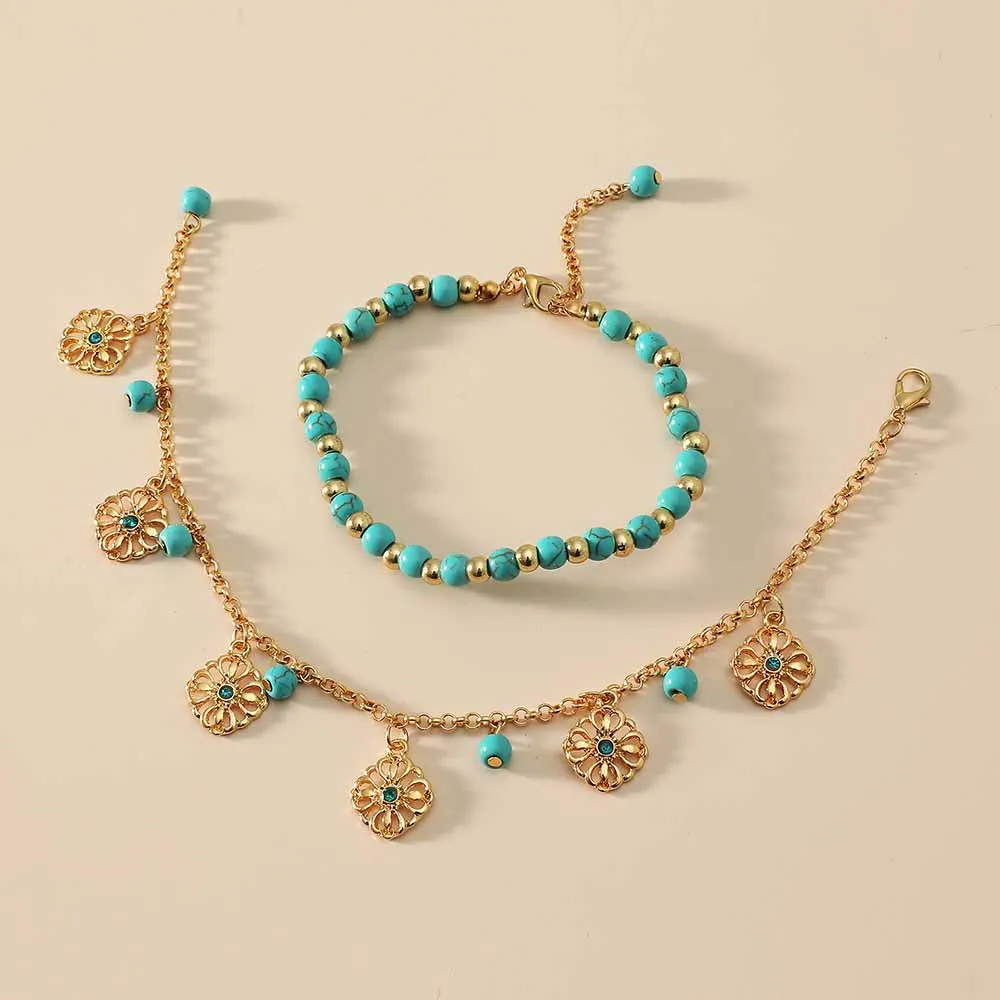Boho Bohemian Gold Color Anklet Green Turquoise Bead Anklet Foot Chain for Women Summer Beach Jewelry
Boho Bohemian Gold Color Anklet Green Turquoise Bead Anklet Foot Chain for Women Summer Beach Jewelry