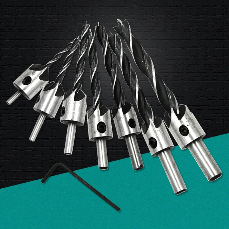 3 Tips Woodworking Drill 3,4,5,6,7,8,10mm 7Pcs Flute Countersink Drills Bit Countersunk Head Drilling Bit Set
3 Tips Woodworking Drill 3,4,5,6,7,8,10mm 7Pcs Flute Countersink Drills Bit Countersunk Head Drilling Bit Set