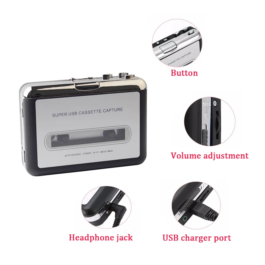 Player USB Cassette Cassette to MP3 Converter Capture Music Player Cassette Tape Recorder Support Windows 7/8
Player USB Cassette Cassette to MP3 Converter Capture Music Player Cassette Tape Recorder Support Windows 7/8