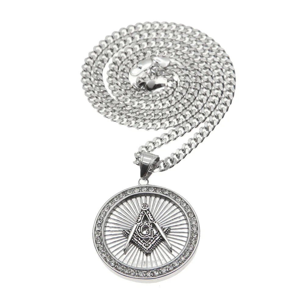 Men Stainless Steel Round Masonic Pendant Charm Iced Out Rhinestone Freemason Hip hop Necklace gifts fashion Jewelry
Men Stainless Steel Round Masonic Pendant Charm Iced Out Rhinestone Freemason Hip hop Necklace gifts fashion Jewelry