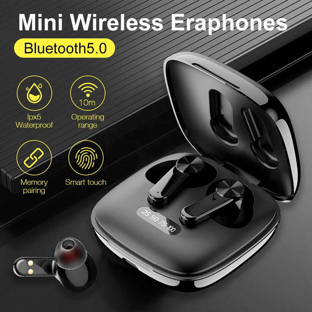 True Wireless Earphones Bluetooth5.0Headphones Touch Control with Charging Case IPX5 Waterproof Sports Earpiece Stereo Earbuds
True Wireless Earphones Bluetooth5.0Headphones Touch Control with Charging Case IPX5 Waterproof Sports Earpiece Stereo Earbuds
