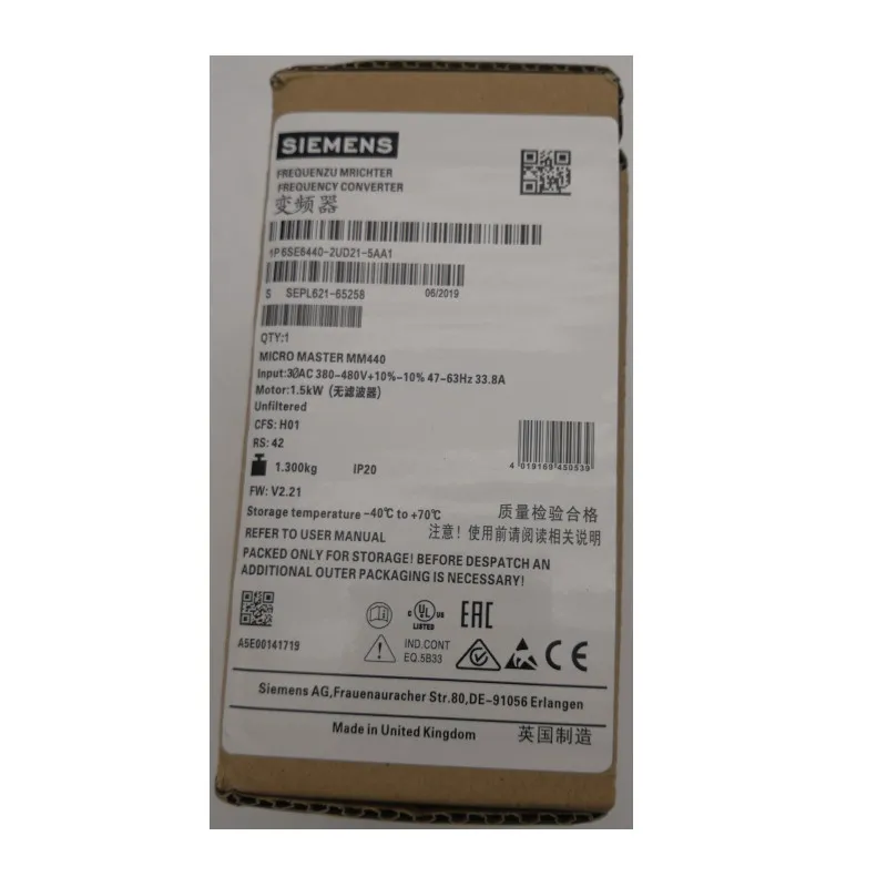 6SE6440-2UD21-5AA1 преобразователь частоты микромастер 440 без фильтра 380-480 в 3 переменного тока кВт
6SE6440-2UD21-5AA1 преобразователь частоты микромастер 440 без фильтра 380-480 в 3 переменного тока кВт