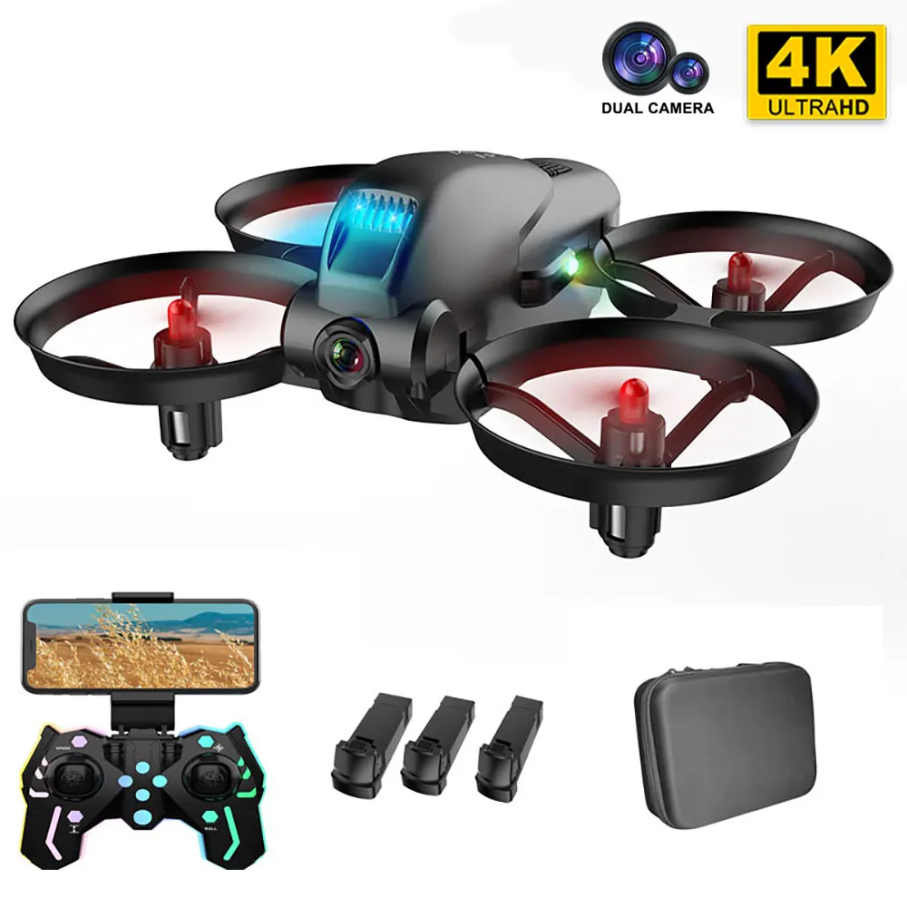 Лучший мини-Дрон KF615 4K с HD двойной камерой Квадрокоптер 2 4 ГГц Wi-Fi FPV оптический