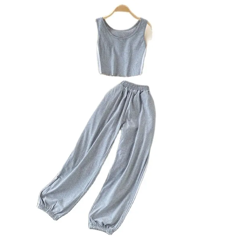 Side Stripe Sports Casual Pants Sets Women Summer High Waist Long Loose Pants And Sleeveless Short Vest Top Two Piece Suit
Side Stripe Sports Casual Pants Sets Women Summer High Waist Long Loose Pants And Sleeveless Short Vest Top Two Piece Suit