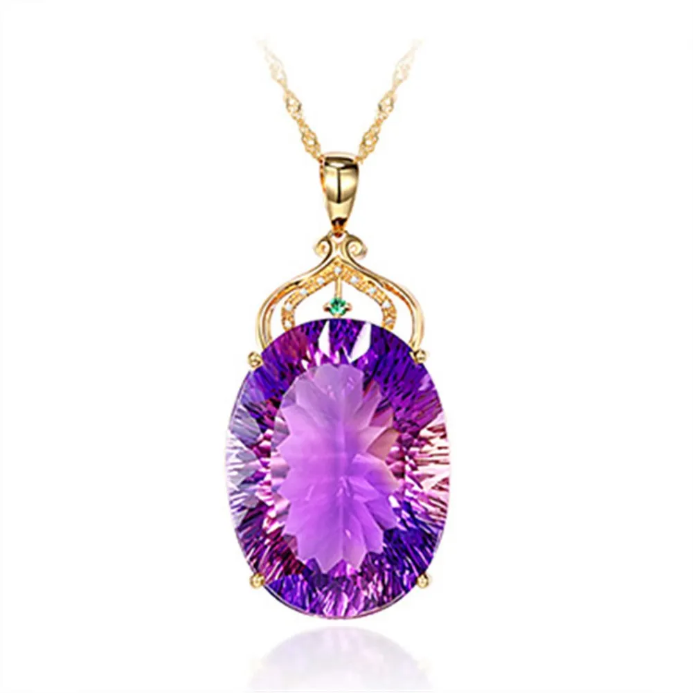 Fashion Luxury Gold Plated Women Necklace with Big Oval Shiny Purple Crystle for Party Mother Girlfriend Gift Jewelry JDZ412
Fashion Luxury Gold Plated Women Necklace with Big Oval Shiny Purple Crystle for Party Mother Girlfriend Gift Jewelry JDZ412