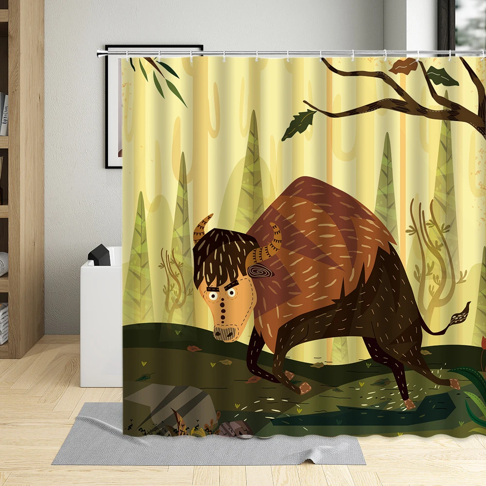 Cartoons Wild Animal Tiger Giraffe Cattle Elephant Pattern Waterproof Home Use Shower Curtain Polyester Washable With Hook
Cartoons Wild Animal Tiger Giraffe Cattle Elephant Pattern Waterproof Home Use Shower Curtain Polyester Washable With Hook