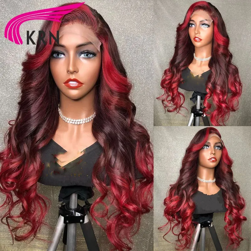 Ombre Red Highlights Color Lace Frontal Wigs 180% Burgundy Color Brazilian Wavy Remy Glueless 13X4 Lace Front Human Hair Wigs
Ombre Red Highlights Color Lace Frontal Wigs 180% Burgundy Color Brazilian Wavy Remy Glueless 13X4 Lace Front Human Hair Wigs