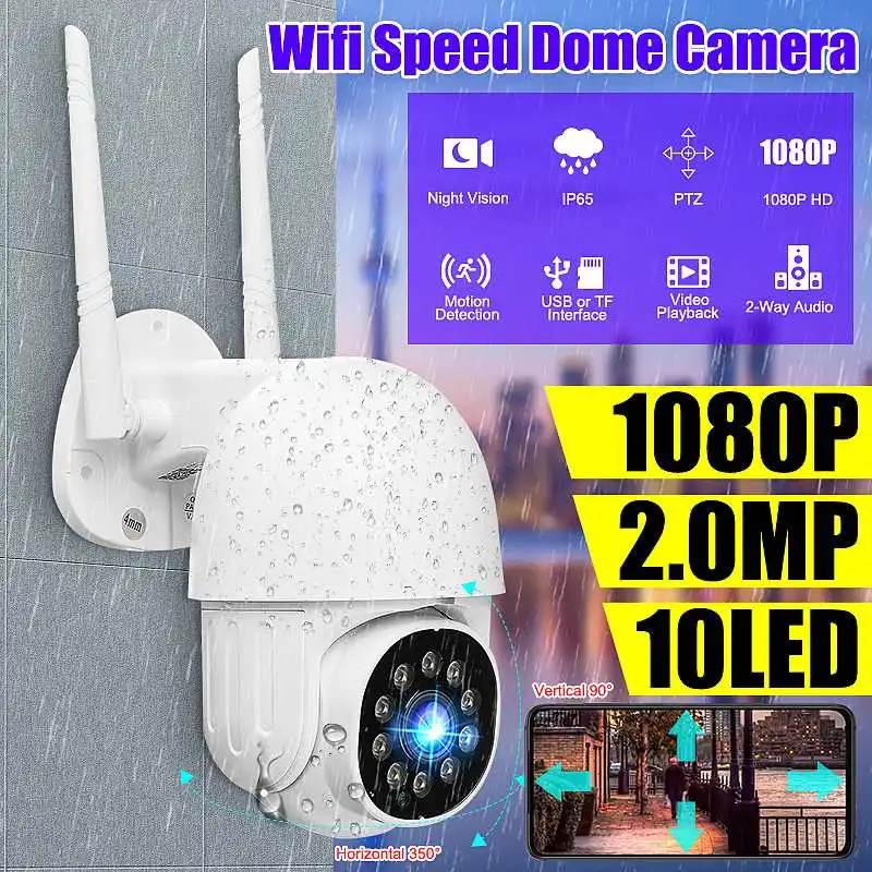 Wifi Surveillance Camera 10-LED PTZ Rotation CCTV Network Camera Waterproof Outdoor Speed Dome Wireless Home Security Monitor
Wifi Surveillance Camera 10-LED PTZ Rotation CCTV Network Camera Waterproof Outdoor Speed Dome Wireless Home Security Monitor
