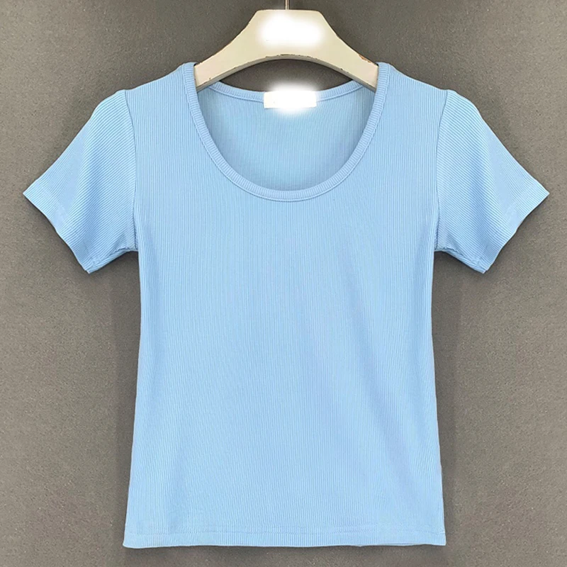 Korean Fashion Summer Clothes For Women 2021 New Sexy Slim TShirt Women Pure Color Elasticity Thin Section Vintage T-Shirt Femme
Korean Fashion Summer Clothes For Women 2021 New Sexy Slim TShirt Women Pure Color Elasticity Thin Section Vintage T-Shirt Femme