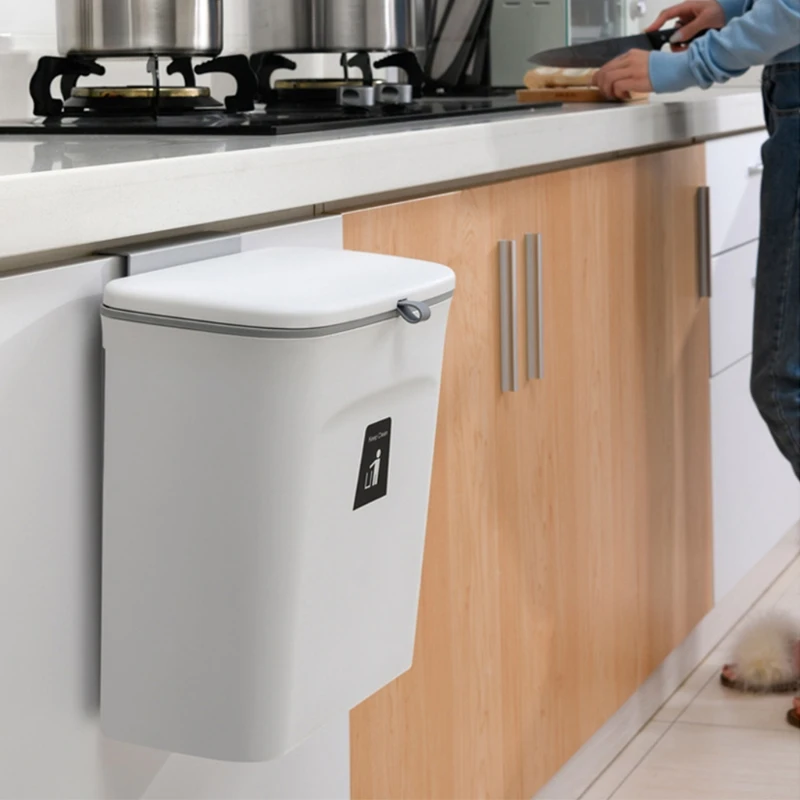 9L Kitchen Hanging Trash Can with Lid Cabinet Door Compost Bin Mountable Garbage Rubbish Food Waste Basket Basin Bucket
9L Kitchen Hanging Trash Can with Lid Cabinet Door Compost Bin Mountable Garbage Rubbish Food Waste Basket Basin Bucket