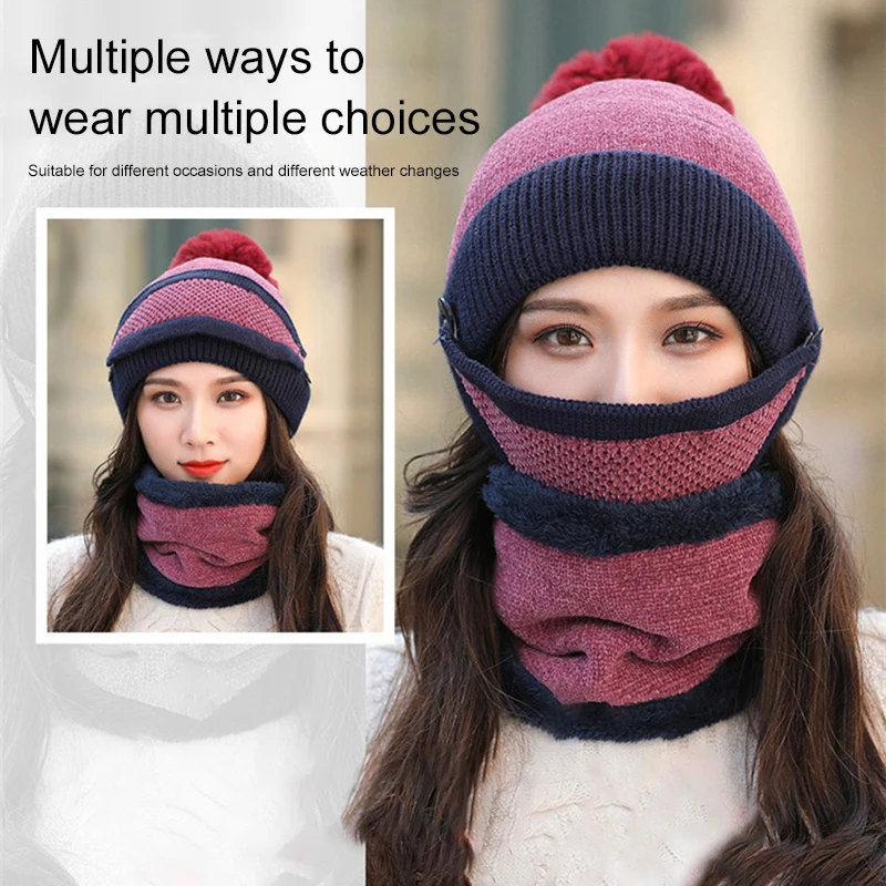 Women Beanies Hat Knit Skullies Hats With Bib Mask Female Winter Velvet Thick Warm Knitted Wool Cap New Year Gift Girlfriend
Women Beanies Hat Knit Skullies Hats With Bib Mask Female Winter Velvet Thick Warm Knitted Wool Cap New Year Gift Girlfriend