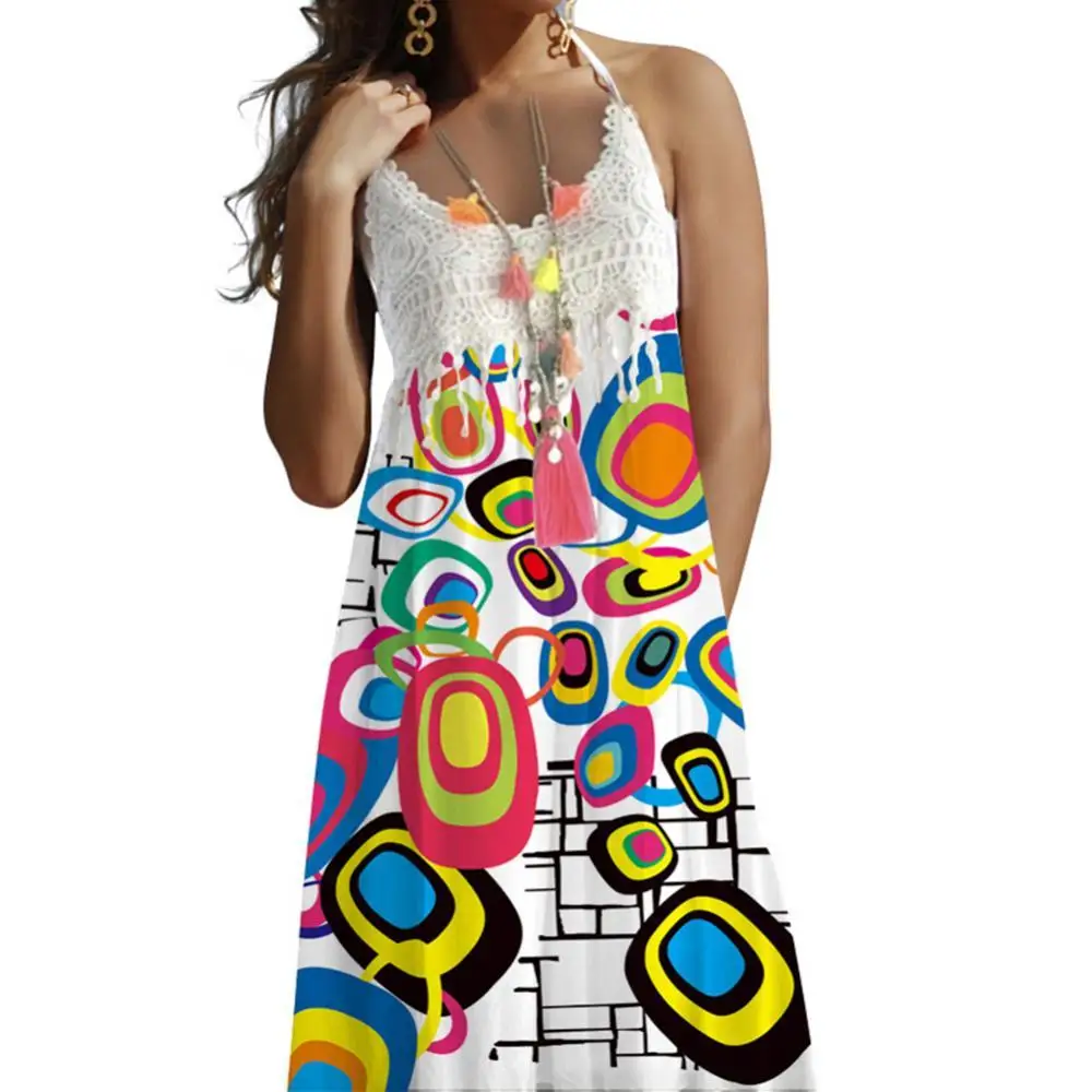 Women Floral Print Crochet Lace hot sexy Sleeveless Large Swing Loose Midi Sling print decorated Dress платье 2021 Summer
Women Floral Print Crochet Lace hot sexy Sleeveless Large Swing Loose Midi Sling print decorated Dress платье 2021 Summer