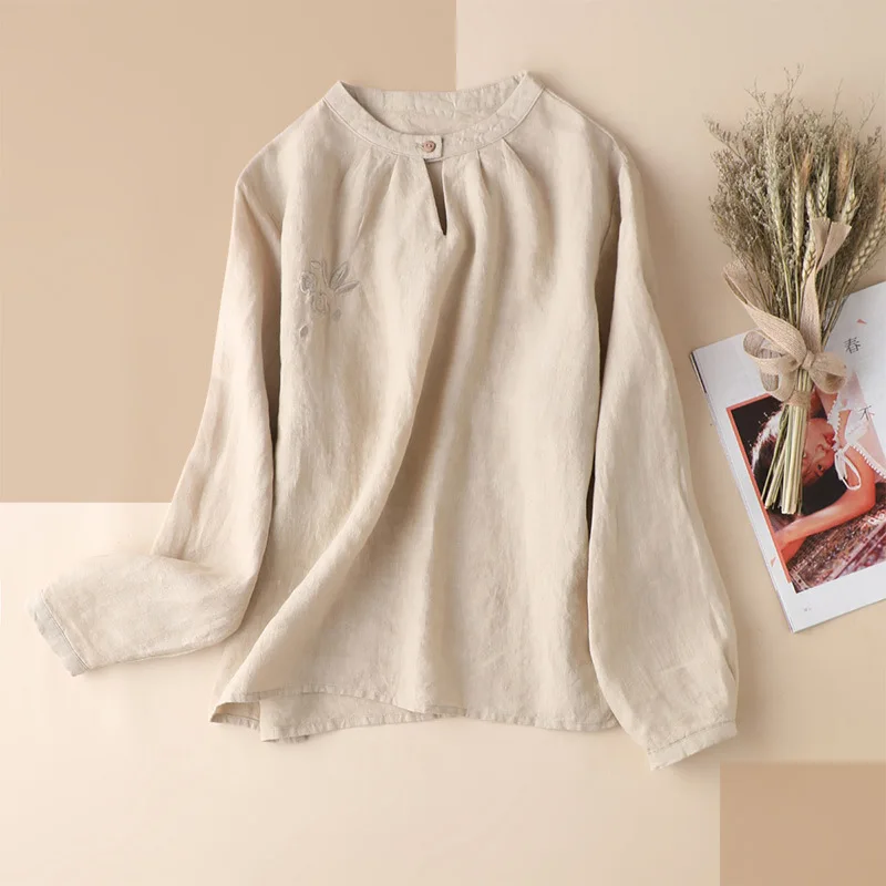 SHUCHAN Blouses for Women Linen Chinese Style Mandarin Collar Embroidery Long Sleeve Shirt Women TOPS Blusas
SHUCHAN Blouses for Women Linen Chinese Style Mandarin Collar Embroidery Long Sleeve Shirt Women TOPS Blusas