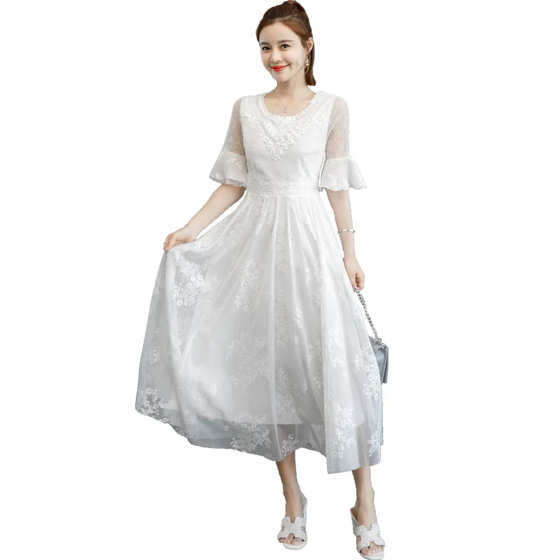 Spring And Summer New Seaside Vacation Beach Skirt Ladies Super Fairy Beaded White Lace Dress Trumpet Sleeve Long Skirt Women
Spring And Summer New Seaside Vacation Beach Skirt Ladies Super Fairy Beaded White Lace Dress Trumpet Sleeve Long Skirt Women