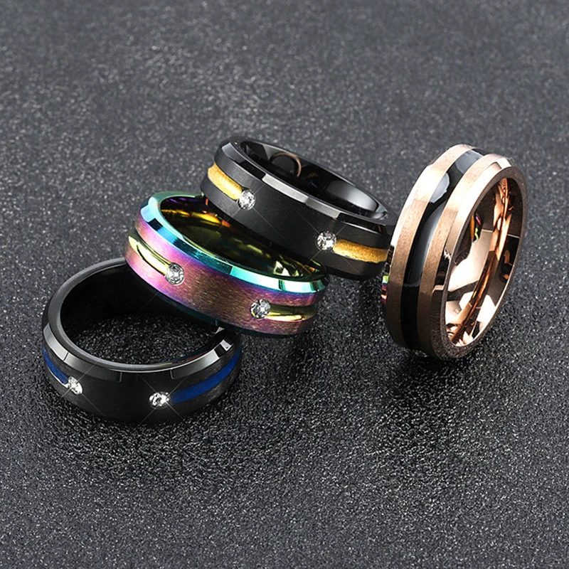 8mm Men's Colorful Groove Beveled Edge Black Tungsten Carbide Ring Colorful Matte Finish Zircon Inlay Ring Men's Wedding Band
8mm Men's Colorful Groove Beveled Edge Black Tungsten Carbide Ring Colorful Matte Finish Zircon Inlay Ring Men's Wedding Band