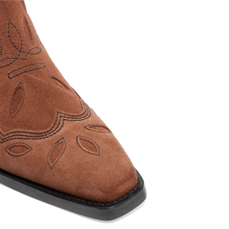 Square Toe Metallic Leather Ankle Boots Block Heel Winter Slim Fit Slip-on Suede Brown Designer Shoes Women
Square Toe Metallic Leather Ankle Boots Block Heel Winter Slim Fit Slip-on Suede Brown Designer Shoes Women