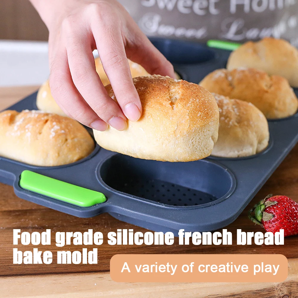 8 Grids Silicone Bread Pan French Roll Toast Mold Non-stick Heat Resistant Cake Tray Mould Bakeware Exhaust Holes Baking Tools
8 Grids Silicone Bread Pan French Roll Toast Mold Non-stick Heat Resistant Cake Tray Mould Bakeware Exhaust Holes Baking Tools