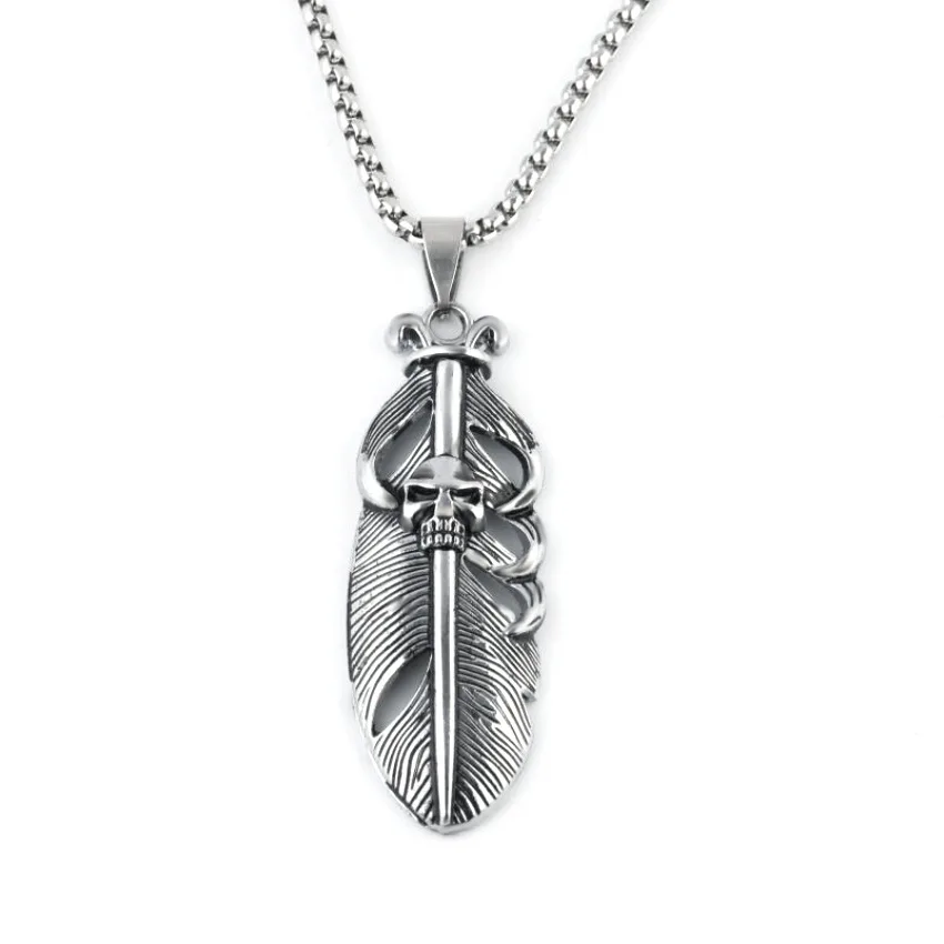 Fashion Simple Vintage Skull Feather Pendant Necklace for Women Leaf Shaped Female Long Link Chain Girls Jewelry Gifts
Fashion Simple Vintage Skull Feather Pendant Necklace for Women Leaf Shaped Female Long Link Chain Girls Jewelry Gifts