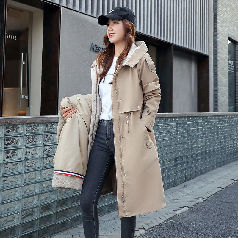 One three wear women's long knee length Korean loose cotton clothes with plush inner liner detachable
One three wear women's long knee length Korean loose cotton clothes with plush inner liner detachable