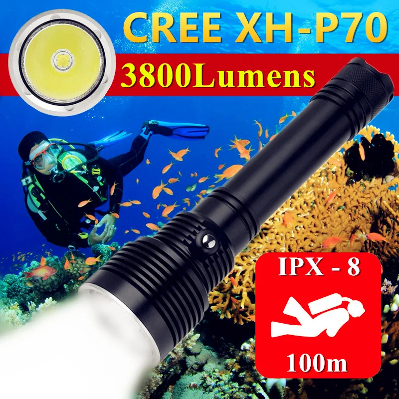

4CORE CREE XHP70 Underwater 100m Dive Fill Lights Professional LED Diving Powerful Flashlight High Power Spearfishing Lights
