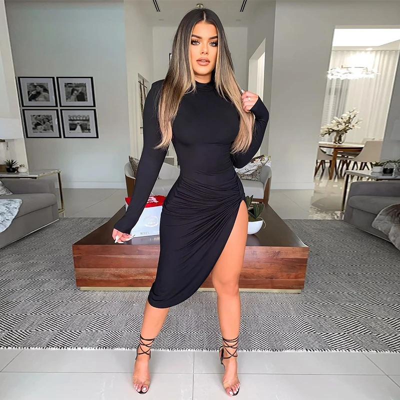 European and American women's autumn new net color long sleeve retro side open fork light ripe dress
European and American women's autumn new net color long sleeve retro side open fork light ripe dress