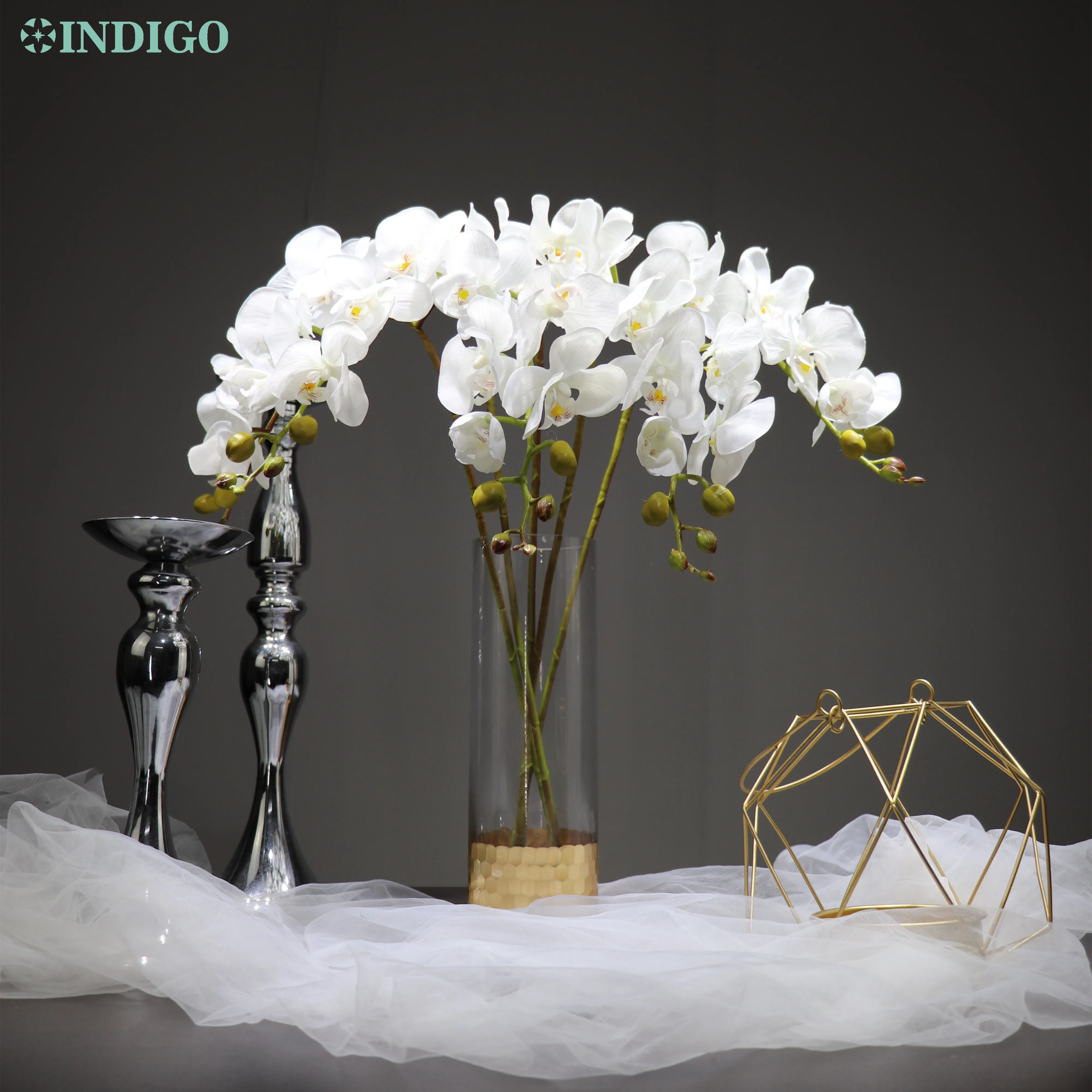 

Индиго-5 шт. Белый фаленопсис латексное покрытие цветок орхидеи реальное прикосновение искусственный цветок Свадебная вечеринка поддельны...