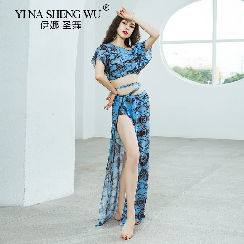 Женский костюм для танца живота, газовый костюм из двух предметов с длинной юбкой и цветочным принтом для восточных танцев, тренировочная о... 
Женский костюм для танца живота, газовый костюм из двух предметов с длинной юбкой и цветочным принтом для восточных танцев, тренировочная о...