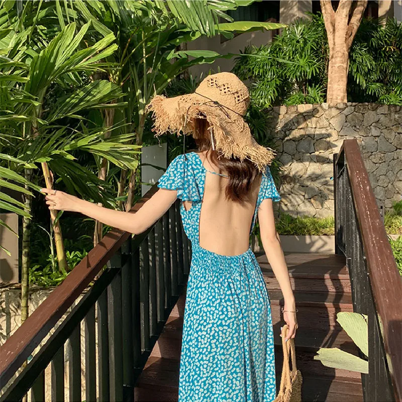 2021 New Summer Womens Beach Long Skirt Irregular Blue Sexy Halter Seaside Vacation Super Fairy Floral V-Neck Dress Female A728
2021 New Summer Womens Beach Long Skirt Irregular Blue Sexy Halter Seaside Vacation Super Fairy Floral V-Neck Dress Female A728