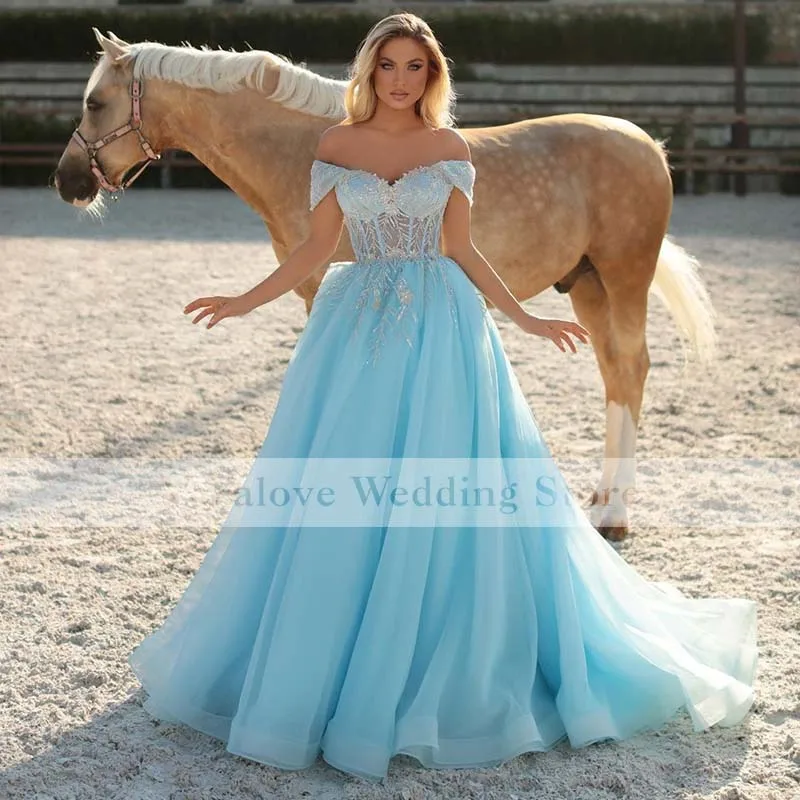 Off Shoulder Blue Prom Dresses Tulle Beads Formal Party Dress Celebrity Red Carpet Evening Gowns Vestidos De Soiree
Off Shoulder Blue Prom Dresses Tulle Beads Formal Party Dress Celebrity Red Carpet Evening Gowns Vestidos De Soiree