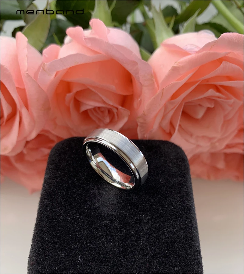 Step Ring Tungsten Wedding Band Women Ring With Step edges Brush Finish 6MM Comfort Fit 
Step Ring Tungsten Wedding Band Women Ring With Step edges Brush Finish 6MM Comfort Fit