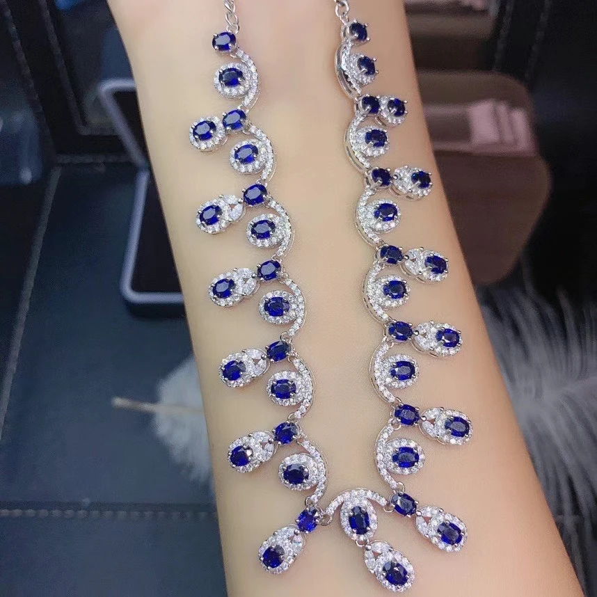 MDINA Real Natural Sri Lanka Sapphire Gemstone Luxurious Necklace with Certificate 925 Pure Silver Fine Jewelry for Women
MDINA Real Natural Sri Lanka Sapphire Gemstone Luxurious Necklace with Certificate 925 Pure Silver Fine Jewelry for Women