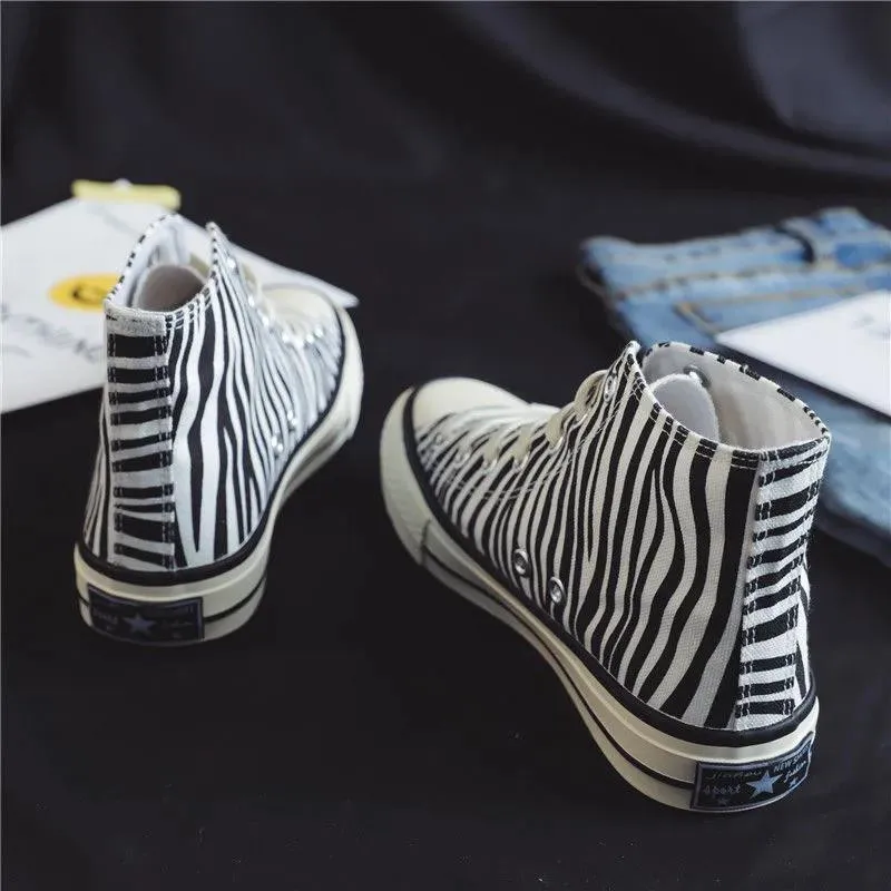 High Top Canvas Women's Shoes, 2021 Spring and Autumn New Leisure Vulcanized Sports Running Shoes, Girl Zebra Retro Board Shoes
High Top Canvas Women's Shoes, 2021 Spring and Autumn New Leisure Vulcanized Sports Running Shoes, Girl Zebra Retro Board Shoes