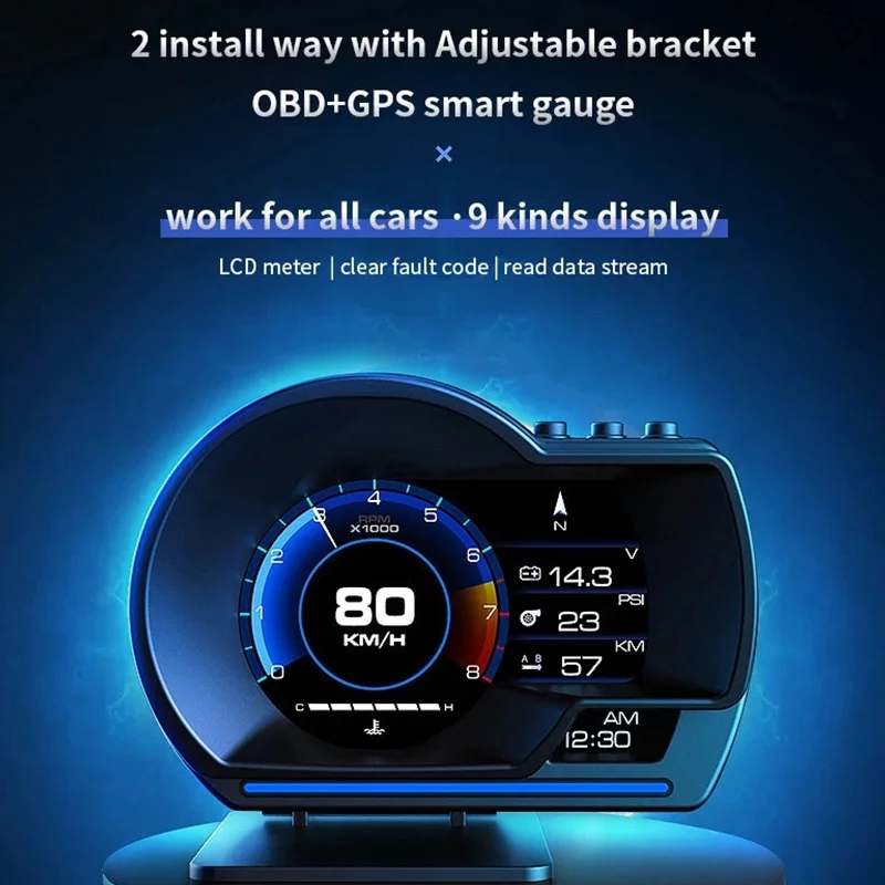 Head Up Display Auto Display Car-styling Overspeed Obd2+GPS Smart Hud Gauge Digital Odometer Security Alarm Water&oil Temp RPM
Head Up Display Auto Display Car-styling Overspeed Obd2+GPS Smart Hud Gauge Digital Odometer Security Alarm Water&oil Temp RPM