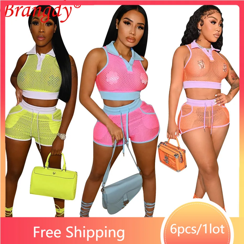 Wholesale Lots Bulk Clothes Shorts Suit Women Mesh See Through Tracksuit Two Piece Set Outfits Fashion Solid Sportswear B8542
Wholesale Lots Bulk Clothes Shorts Suit Women Mesh See Through Tracksuit Two Piece Set Outfits Fashion Solid Sportswear B8542